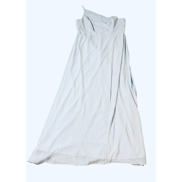 NWT After Six 1544 Size 18 R1 Mist Light Blue Thin One Shoulder Maxi Dress Crepe - Picture 3 of 11